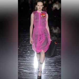 PRADA RUNWAY TULLE NEOPRENE MIDI DRESS